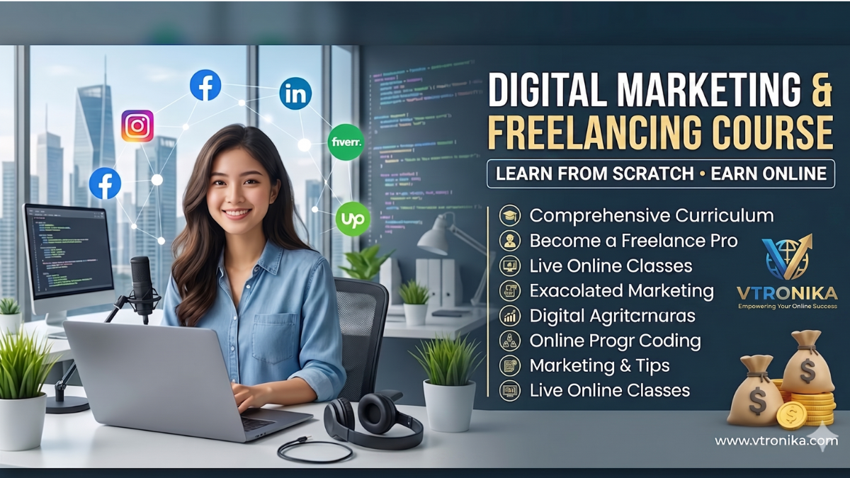 This combined Digital Marketing & Freelancing Course is, fundamentally, a comprehensive training program engineered for the modern economy, where traditional boundaries between professional skills are dissolving. It represents, at its core, an all-inclusive roadmap meticulously designed to transform aspiring individuals, regardless of their background, into highly proficient digital professionals, capable of not only mastering technical marketing strategies but also successfully selling those skills directly to a global clientele. By choosing this pathway, you are essentially committing, with dedicated effort, to acquiring a high-value skill-set that offers unprecedented freedom, immense income potential, and the resilience to thrive in any economic climate. The course is structured, intelligently, into two foundational pillars, with the first being a deep dive into the complex world of Digital Marketing itself. You will go far beyond superficial knowledge, immersing yourself in the critical disciplines of Search Engine Optimization (SEO) to gain an authoritative understanding of search intent, Social Media Marketing (SMM) to craft engaging, platform-specific content strategies, Pay-Per-Click (PPC) advertising (such as Google and Meta Ads) to acquire targeted traffic efficiently, Content Marketing to build brand authority through storytelling, and Data Analytics to interpret campaign performance, ensuring every decision is, critically, data-driven and ROI-focused. The second pillar, and perhaps the most empowering component for many, is the direct integration of professional Freelancing training, which moves, decisively, beyond the 'how-to' of marketing to the 'how-to' of independent business. This crucial section equips you with the practical knowledge to identify high-paying niches, build compelling portfolios that showcase your expertise, master client communication, strategically price your services, and navigate the leading global freelance marketplaces, such as Upwork, Fiverr, and LinkedIn, ensuring you have, from day one, the strategy and confidence to secure international clients and build a sustainable, scalable business, independent of a traditional employer. Ultimately, this course delivers, undeniably, a life-changing educational experience that prioritizes real-world application, offering hands-on projects and live case studies that ensure you gain, with every module, practical, battle-tested skills. You don't just learn about concepts; you implement them, optimizing campaigns and building client-ready deliverables under expert guidance. Whether you are an absolute beginner starting, truly, from scratch, a professional looking to change careers, or an entrepreneur aiming to skyrocket your own venture, this course provides, with clarity and depth, the exact, step-by-step roadmap to turn digital skills into tangible, lasting success, and true professional autonomy.