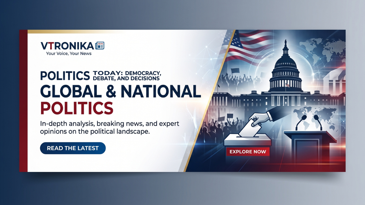 Global & National Politics Today: Politics, Democracy, Debate, and Decisions The Interconnected World of Modern Governance Today’s political landscape functions at the intersection of domestic priorities and worldwide events. National policies on economic security, trade, and internal reforms are continually shaped by global shifts, international treaties, and geopolitical alliances. At Vtronika, our analysis focuses on how decisions made inside local legislative halls reverberate across borders, demonstrating that domestic sovereignty and global diplomacy are no longer isolated spheres, but interconnected engines driving real-world outcomes. Democracy as a Dynamic Foundation Democracy extends far beyond periodic elections; it thrives on civic participation, constitutional checks and balances, and institutional transparency. In contemporary governance, democratic frameworks face both unprecedented digital challenges and evolving societal demands. Protecting democratic norms requires robust institutions that uphold human rights, protect press freedom, and maintain the public trust necessary to withstand polarization and rapid socioeconomic changes. The Power and Friction of Civil Debate Healthy democratic systems depend on open, evidence-based debate. Rigorous discourse allows diverse viewpoints—from grassroots movements to institutional policymakers—to challenge orthodoxies, evaluate unintended consequences, and build legislative consensus. When public dialogue prioritizes constructive debate over partisan hostility, governing bodies can design policies that reflect genuine public interest and offer viable, long-term solutions to complex social issues. From Dialogue to Decisive Action Debate holds value only when it translates into actionable, strategic decisions. Modern leadership requires balancing immediate public pressures with long-term systemic stability across critical areas such as economic reform, infrastructure development, climate sustainability, and foreign defense. The quality of these high-stakes decisions determines how effectively nations manage crises, preserve domestic harmony, and secure their standing in a rapidly evolving multipolar world.