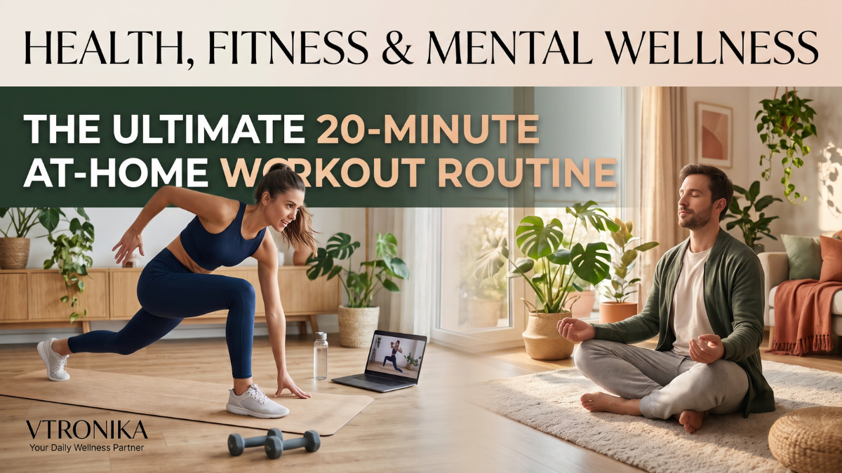 Health, physical fitness, and mental wellness are deeply interconnected pillars of a vibrant, balanced life, forming the cornerstone of long-term vitality. In today’s demanding, fast-paced environment, dedicating just 20 focused minutes to an efficient at-home workout delivers transformative physical and psychological benefits without requiring hours at a gym or expensive fitness equipment. The routine begins with a dynamic 3- to 4-minute warm-up, utilizing arm circles, light jumping jacks, torso rotations, and intentional deep breathing, effectively elevating heart rate, loosening stiff joints, and priming the nervous system for safe, high-output movement. The core training block consists of a rigorous, balanced 12- to 14-minute full-body circuit, designed around functional bodyweight movements performed in alternating work-to-rest intervals. Executing foundational exercises—such as air squats, standard or modified push-ups, alternating reverse lunges, and sustained core planks—challenges multiple muscle groups simultaneously while elevating metabolic rate and torching calories. By maintaining strict form, pacing each repetition deliberately, and keeping rest transitions brief, you develop muscular endurance, core stability, and cardiovascular power directly from your living room floor. The final 3 to 4 minutes are dedicated to a deliberate cool-down, where static stretches, hamstring reaches, and slow diaphragmatic breathing restore the body to a state of calm. This restorative closing phase reduces lingering muscle tension, systematically brings the heart rate back to resting levels, and triggers the release of endorphins and dopamine that elevate mood and shatter daily anxiety. Committing to this compact, 20-minute daily ritual builds physical resilience, bolsters self-discipline, and cultivates lasting clarity and emotional balance.