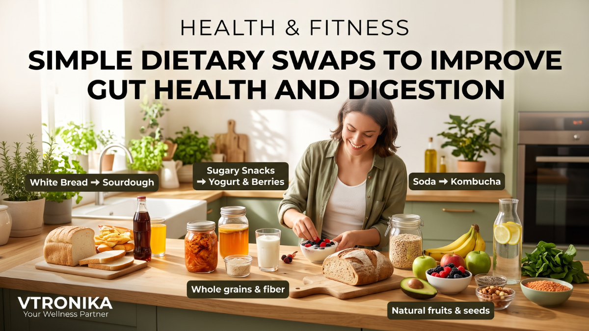 Health, physical vitality, and emotional balance originate fundamentally within the human gastrointestinal tract, making gut health and smooth digestion the biological epicenter of overall wellness. Often described as the body's "second brain," the gut houses trillions of symbiotic microbes, collectively termed the microbiome, which directly synthesize vital neurotransmitters like serotonin, regulate over seventy percent of the immune defense, and govern metabolic balance. When standard modern diets packed with industrial additives, refined carbohydrates, and chemical preservatives disrupt this delicate internal ecology, the intestinal lining experiences systemic inflammation, resulting in chronic fatigue, painful abdominal bloating, irregular bowel movements, and heightened psychological stress. Fortunately, restoring harmony does not demand rigid, unsustainable starvation diets, but rather a deliberate series of practical, nutrient-dense dietary swaps that feed beneficial bacteria, heal compromised mucosal barriers, and restore natural gastrointestinal rhythm. The most transformative daily shift begins with your primary carbohydrate choices, where systematically replacing refined grains with fiber-rich whole grains re-engineers gut motility from the ground up. Swapping stripped white bread, pastries made from bleached all-purpose flour, and instant white rice for rolled oats, quinoa, barley, and whole-wheat alternatives provides a massive surge of prebiotic fibers, most notably beta-glucans. These complex fibers resist breakdown in the upper digestive tract, arriving intact in the colon where beneficial bacterial strains ferment them into short-chain fatty acids such as butyrate, a compound that directly fuels colonic cells, reinforces the gut barrier against toxins, and stimulates consistent, smooth bowel movements. Liquid intake represents another critical area of intervention, where substituting sugary beverages and artificial sodas with living, fermented probiotics yields immediate digestive relief. Eliminating carbonated soft drinks, packaged fruit juices, and synthetic sweeteners removes chemical agents known to disrupt microbial diversity and trigger painful intestinal gas. In their place, incorporating traditional cultured beverages like unsweetened kefir, plain fermented yogurt drinks, kombucha, or warm water infused with freshly sliced ginger and lemon introduces live cultures of Lactobacillus and Bifidobacterium. These active probiotics colonize the digestive wall, crowd out harmful opportunistic pathogens, and stimulate gastric juices, significantly decreasing post-meal heaviness and chronic acid reflux. Finally, upgrading the quality of daily dietary fats and snacks protects the integrity of the intestinal wall, shielding it from chronic inflammation. Trading heavily processed industrial seed oils, packaged potato chips, and processed deli meats for cold-pressed extra virgin olive oil, raw walnuts, chia seeds, and plant legumes eliminates damaging emulsifiers and oxidized trans fats that strip the protective mucus layer of the gut. The polyphenol compounds in raw seeds and olive oil act as protective antioxidants, while the natural gel formed by hydrated chia and flaxseeds gently lubricates the intestines and facilitates effortless waste elimination. Combined with mindful eating habits—such as chewing food thoroughly and maintaining consistent hydration—these dietary adjustments re-establish optimal digestive mechanics, bolster natural immunity, and deliver sustained daily vitality.