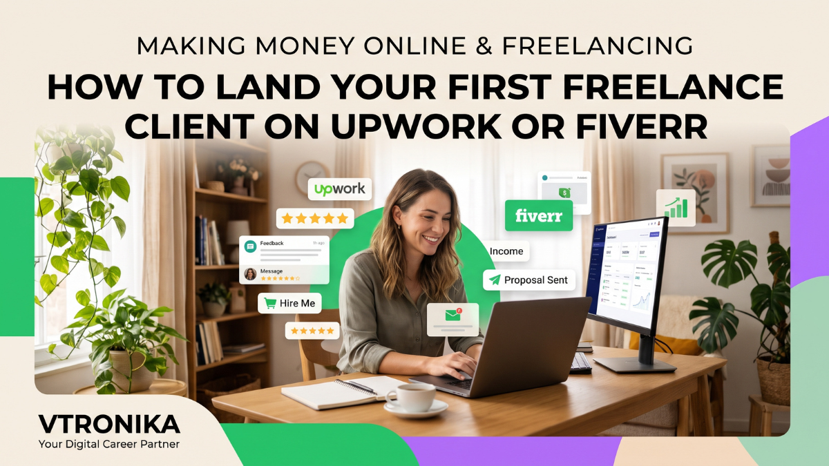 Making money online and freelancing on platforms like Upwork and Fiverr, especially when trying to land your very first client, requires a sharp, structured strategy rather than relying on luck. The initial barrier to entry often feels intimidating, primarily because clients hesitate to trust profiles that lack previous reviews, verified earnings, or platform history. To cut through this skepticism immediately, you must move away from generic, uninspired profiles, position yourself around a clearly defined high-value niche, and present a polished portfolio featuring self-initiated sample projects, case studies, or mock redesigns that prove your technical execution capabilities from day one. When building your presence on Fiverr, your main objective is optimizing for search visibility and conversion, which involves researching low-competition long-tail keywords, placing them strategically into your gig title, tags, and description, and designing crisp, high-contrast gig thumbnails that stop potential buyers from scrolling past. Offering an affordable, low-risk introductory tier paired with a rapid 24-hour delivery window makes the decision to hire you frictionless, while maintaining near-instant response times on incoming messages signals reliability and boosts your gig in the platform's ranking algorithms. On Upwork, your success depends entirely on moving away from copy-paste templates and mastering the art of the personalized proposal, where the first two preview lines bypass generic pleasantries and immediately diagnose the client's exact problem. By outlining a concrete, two-to-three-step action plan, attaching a highly relevant work sample, and concluding with an engaging, low-friction technical question, you capture the client's attention instantly. Once hired, communicating proactively, delivering ahead of schedule, providing a small unexpected bonus, and politely requesting an honest review transforms that initial win into verified algorithmic momentum, paving the path toward consistent freelance earnings.