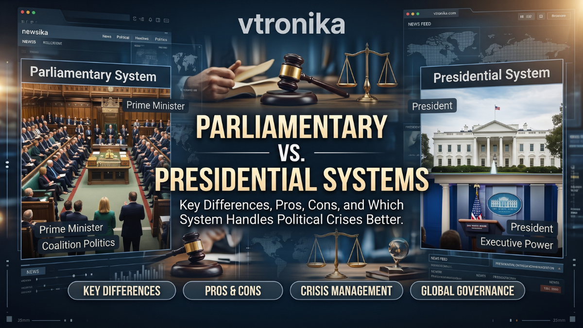 Structural Architecture: Fusion of Powers vs. Strict SeparationThe defining institutional difference between parliamentary and presidential systems lies in the structural relationship between the legislative and executive branches of government.In a presidential system, most prominently exemplified by the United States, there is a rigid, constitutional separation of powers. The head of government, who also serves as the head of state, is chosen independently by the electorate (either directly or via an electoral mechanism) for a fixed term. The president does not depend on legislative confidence to hold office and cannot unilaterally dissolve the legislature.Conversely, a parliamentary system, as practiced in the United Kingdom, Canada, Pakistan, and India, operates on a fusion of powers. The executive branch—comprising the Prime Minister and the cabinet—emerges directly from the elected legislature. The executive’s constitutional legitimacy is contingent upon maintaining the majority confidence of the parliamentary chamber, blurring the institutional line between lawmakers and policy administrators.Comparative Overview: Core Institutional MechanicsDimensionParliamentary SystemPresidential SystemHead of State & GovernmentDivided: Ceremonial Head of State (Monarch/President) + Executive Head of Government (Prime Minister).Unified: A single individual holds both ceremonial headship and full executive authority.Executive SelectionDrawn from and elected by the members of the legislative majority.Elected independently of the legislature by public or electoral vote.TenureFlexible; dependent on sustained parliamentary confidence and majority support.Fixed constitutional term (e.g., 4 or 5 years); virtually immune to ordinary political removal.Cabinet AppointmentsPrimarily sitting members of parliament.Outside specialists, technocrats, or politicians who must surrender legislative seats.Legislative PassageFast-tracked; the governing executive almost always holds a legislative majority.Subject to independent congressional checks, frequent negotiations, and potential gridlock.Parliamentary Systems: Pros, Cons, and Operational DynamicsThe principal advantage of a parliamentary democracy is administrative coherence and legislative efficiency. Because the Prime Minister and cabinet command a legislative majority, official government bills, fiscal policies, and annual budgets pass with minimal friction. Furthermore, accountability is continuous: ministers must face regular scrutiny, opposition debates, and direct cross-examination on the floor of the chamber (such as Prime Minister's Questions).However, this design introduces noticeable vulnerabilities:Political Instability: Multi-party parliaments often produce fragile coalitions where minor regional or fringe factions wield disproportionate veto leverage over the cabinet.Premature Collapse: A single floor revolt or broken coalition pact can instantly trigger a government collapse, forcing repeated, costly snap elections.Executive Dominance: In single-party majoritarian parliaments, the executive can effectively dictate terms to the legislature, reducing parliamentary debate to party-line voting without substantive independent oversight.Presidential Systems: Pros, Cons, and Operational DynamicsThe cornerstone of a presidential republic is executive stability, personal mandate, and sustained continuity. Because the chief executive serves a fixed constitutional term, policies are shielded from daily legislative revolts, enabling the administration to execute long-term economic, diplomatic, and security strategies without fearing immediate eviction from office. Additionally, clear separation provides a robust system of horizontal checks and balances, allowing legislators to evaluate executive proposals on merit rather than mandatory party discipline.Nonetheless, presidentialism harbors significant systemic hazards:Institutional Gridlock: When opposing parties control the presidency and the legislature ("divided government"), governance can stall completely, delaying judicial appointments, fiscal budgets, and essential statutory reforms for years.Winner-Take-All Nature: A presidential contest produces an indivisible victory; the winner claims total executive authority even with a razor-thin margin, leaving large segments of the population feeling completely disenfranchised.Authoritarian Drift: The fusion of ceremonial prestige with hard executive authority can encourage charismatic populists to claim a personal "mandate of the people," delegitimizing legislative deliberation, bypassing judicial review, and eroding democratic norms.Crisis Management: Which System Handles Political Crises Better?When evaluating resilience under acute political, economic, or constitutional strain, the parliamentary system demonstrably outperforms the presidential model in flexibility, peaceful conflict resolution, and self-correction.1. Removing Failed or Discredited LeadersIn a parliamentary setup, a Prime Minister caught in a corruption scandal, facing extreme public unpopularity, or proving fundamentally incompetent can be dismissed in days via an internal party leadership vote or a constitutional motion of no confidence. Power transitions occur within the existing constitutional framework without destabilizing the broader state apparatus.In contrast, unseating a sitting president requires impeachment—an adversarial, highly partisan, and grueling legal process that demands supermajorities and paralyzes the state. Impeachment often heightens societal polarization, and if the process fails to remove an unfit executive, citizens and institutions remain stuck with that leader until the term expires.2. Resolving Zero-Sum Legislative DeadlocksWhen a parliamentary government hits an irreconcilable policy deadlock, it holds an institutional safety valve: dissolving the chamber and calling snap elections. This returns sovereign decision-making directly to the voting public to deliver a fresh mandate.In a presidential system, no such release valve exists. If an adversarial congress and an obstinate president refuse to negotiate, neither can dissolve the other. Historically, especially across developing nations in Latin America, Southeast Asia, and Africa, prolonged presidential gridlock has frequently ended outside constitutional boundaries—culminating in military coups, emergency decrees, or executive autogolpes (self-coups) to break the institutional freeze.Consequently, while the presidential model offers greater day-to-day executive predictability, the parliamentary model possesses superior structural elasticity, preventing political crises from escalating into full-blown regime collapses.