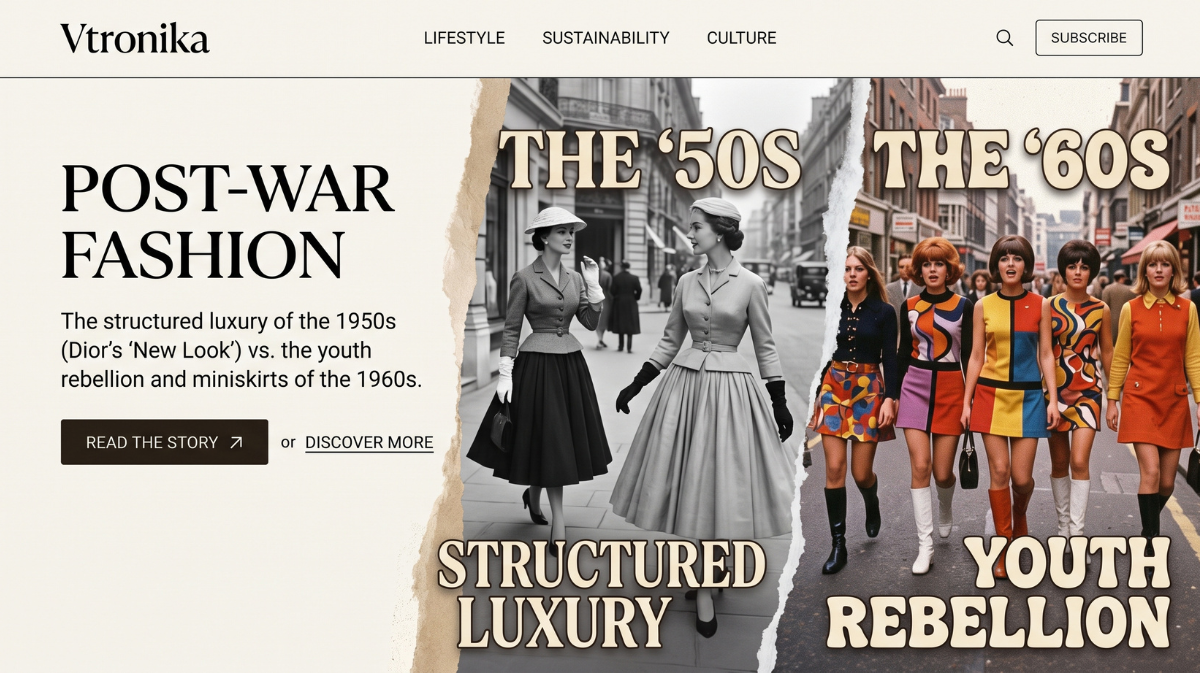 Post-War Fashion: The Structured Luxury of the 1950s vs. The Youth Rebellion and Miniskirts of the 1960s The 1950s Architecture of Elegance, Dior’s New Look, and Restored Domesticity Emerging from the severe fabric rationing, utilitarian utility suits, and emotional austerity of World War II, the fashion landscape of the 1950s embarked on an opulent architectural renaissance that celebrated traditional, idealized femininity. Spearheaded by Christian Dior’s revolutionary 1947 "New Look," the mid-century silhouette rejected wartime practicality in favor of dramatic corseted waists, rounded natural shoulders, voluminous calf-skimming tulle petticoats, and lavish quantities of luxurious silk taffeta. Fashion during this decade operated as a physical symbol of economic restoration, marital stability, and post-war suburban aspiration, requiring women to wear structured undergarments, boned girdles, pointed bullet bras, tailored tweed skirt-suits, matching kid-leather gloves, and pristine patent heels. By treating women's garments as sculptured monuments of delicate grace, the 1950s haute couture houses restored Paris as the global epicentre of elite design, proving that an exhausted, recovering world craved reassurance, formal order, and unapologetic sartorial grandeur. Generational Friction, Countercultural Awakenings, and the Death of Sartorial Conformity By the close of the decade, the pristine suburban facade and rigid behavioral etiquette of the 1950s sparked a profound psychological and cultural backlash, led by the first generation of teenagers with dedicated purchasing power and distinct subcultural identities. The youth of the emerging 1960s refused to dress like miniature replicas of their parents, rejecting domestic uniformity, stuffy evening-wear protocols, and the restrictive physical confinements of boned shapewear. Satorially catalyzed by anti-war protests, student movements, rock and roll rhythms, and the groundbreaking advent of the contraceptive pill, young men and women demanded apparel that celebrated bodily autonomy, personal liberty, and physical movement. Street style, centered in dynamic creative hubs like London’s Carnaby Street and King's Road, overtook the insulated Parisian couture salons, proving that fashion authority had permanently shifted away from conservative institutional aristocrats straight into the hands of defiant youth. Mary Quant, the Miniskirt Revolution, and Bodily Liberation in the 1960s The ultimate aesthetic earthquake of the 1960s occurred when visionary British designer Mary Quant, alongside French futurist André Courrèges, introduced the miniskirt, permanently altering how women occupied public space. Hemlines rose several inches above the knee, discarding restrictive garter belts and heavy stockings in favor of vibrant, opaque tights, flat go-go boots, and carefree, unlined A-line shift dresses that hung loosely from the shoulders without constricting the natural waist. This geometric, androgynous shift was immortalized by waifish teenage models like Twiggy, whose short bob haircuts and bold, painted eyelashes rejected the voluptuous, maternal aesthetic of the preceding decade. The miniskirt was not merely a playful youth trend, but a defiant political statement of second-wave feminist liberation, granting women the kinetic freedom to run for a bus, dance freely without judgment, and express physical independence without male-prescribed patriarchal modesty. Space-Age Futurism, Synthetic Materials, and the Enduring Runway Dialogue As the 1960s accelerated toward the historic lunar landings, the design world embraced a forward-looking, techno-optimistic visual vocabulary, replacing traditional silk and wool with innovative synthetic polymers, metallic vinyls, clear PVC plastics, and bold optical Pop Art patterns. Visionaries such as Paco Rabanne and Pierre Cardin engineered sculptural shift tunics from linked aluminum discs and industrial plastics, declaring that modern fashion belonged to the cosmos rather than conservative historical archives. Today, the dramatic aesthetic contrast between the 1950s and 1960s remains one of the most fertile creative dialogues on global runways, where modern designers continuously juxtapose structured waistlines with rebellious micro-hemlines. This enduring dialectic demonstrates that fashion continually swings between the craving for structured, elegant safety and the unstoppable human urge for youth rebellion, kinetic freedom, and modern progress.