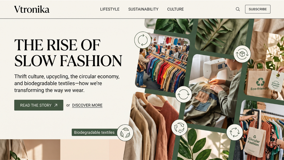 The Cultural Reckoning and the Resurgence of Thrift Culture The global transition toward slow fashion represents a fundamental philosophical revolt against the hyper-disposable culture of modern apparel, urging consumers to view clothing as enduring personal artifacts rather than single-use novelties. At the forefront of this shift, vintage thrifting and digital secondhand marketplaces have evolved from niche subcultures into mainstream lifestyle statements, driven largely by Gen Z and millennial shoppers seeking distinct individuality and environmental accountability. Sifting through vintage racks, curating pre-loved designer pieces, and swapping garments within peer-to-peer digital apps redefine the modern shopping experience, proving that personal style is forged through thoughtful curation rather than algorithmic impulse buying. By extending the functional lifespan of existing garments, thrifting keeps millions of tons of wearable textiles out of regional landfills, lowers individual carbon footprints, and challenges the relentless corporate demand for virgin fabric production. Creative Transformation Through Upcycling and Artisanal Craft Beyond secondhand consumption, upcycling bridges the vital intersection of high design, structural sustainability, and artisanal craftsmanship. Unlike conventional recycling, which breaks down fibers and frequently degrades textile strength, upcycling takes deadstock fabrics, post-consumer clothing scraps, and forgotten textiles, creatively reimagining them into one-of-a-kind, high-value statement pieces. Independent ateliers and home crafters are employing traditional repair techniques—such as Japanese Sashiko mending, visible patchwork embroidery, natural botanical dye baths, and structural pattern deconstruction—to turn textile imperfections into bespoke design features. This tactile, deliberate approach to garment creation re-establishes a visceral emotional bond between the wearer and their wardrobe, teaching consumers that wear, tear, and aging are not excuses for disposal, but opportunities for artistic reinvention. Closing the Material Loop Within the Circular Economy Individual mindful habits are vital, yet scaling the slow fashion movement permanently requires transitioning global industrial supply chains into closed-loop circular economies. In a truly circular framework, apparel systems abandon the destructive linear model of take, make, and dispose, engineering garments from inception to be disassembled, reclaimed, and recycled into high-grade raw inputs. Forward-thinking fashion brands are investing in modular garment construction, monomaterial tailoring that avoids unrecyclable synthetic blends, comprehensive take-back programs, and digital product passports enabled by transparent QR tracking codes. By ensuring that every button, lining, and seam can be stripped and redirected back into industrial fiber regeneration, circularity creates commercial value without extracting virgin fossil fuels, transforming the economics of global fashion from planetary burden into regenerative stewardship. The Frontier of Next-Gen Biomaterials and Biodegradable Textiles The most transformative technical pillar anchoring the slow fashion future lies in advanced material science, cellular agriculture, and organic, non-toxic textile engineering. Recognizing the devastating ecological toll of petroleum-derived polyester and microplastic pollution, bio-engineers and conscious fashion houses are cultivating regenerative fabrics that return harmlessly to the earth at the end of their lifecycle. Cutting-edge innovations—including lab-grown mycelium leather, agricultural waste fibers derived from pineapple leaves and banana stems, algae-based dyes, and certified organic hemp—offer durable, breathable, and luxurious performance without synthetic pesticides or harsh chemical treatments. When these bio-fabricated garments eventually reach the end of their usable life, they break down in industrial composts without leaving toxic synthetic microfibers behind, completing nature's timeless cycle and proving that modern luxury can exist in harmonious balance with the living planet.